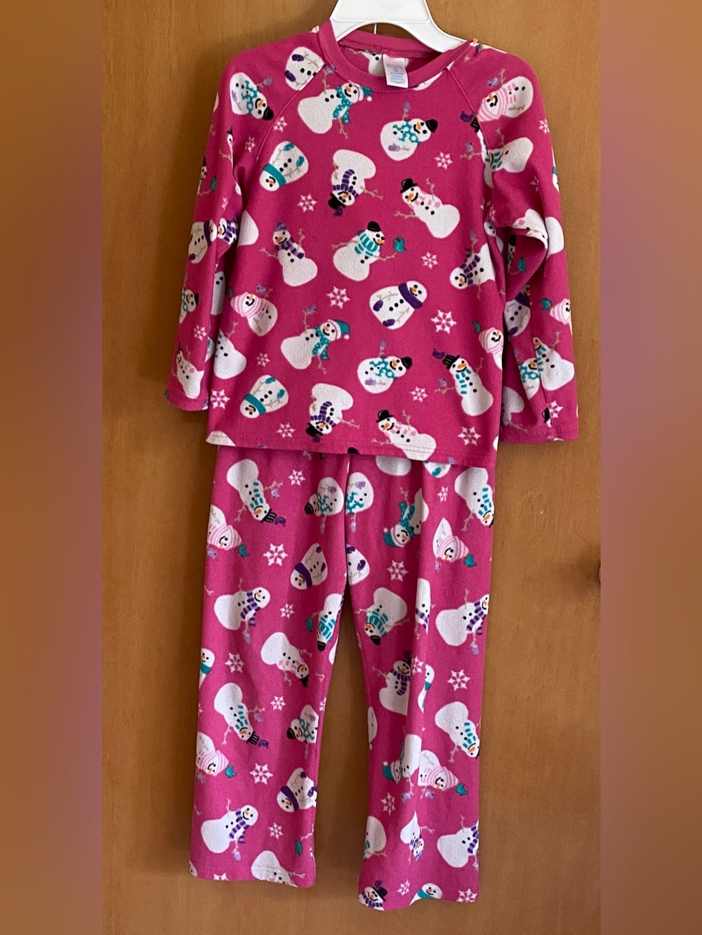 The Children's Place Bright Pink Snowman Pajama Set